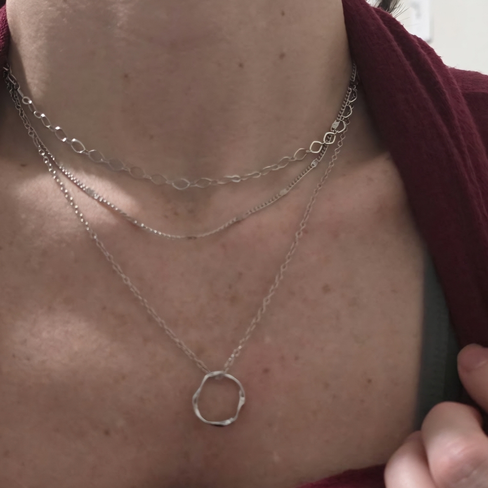 Sterling Silver Layered Circle Pendant Necklace